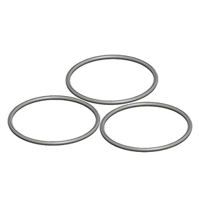 Set of three Atomic RC MRX battery mount O-rings shown in black, designed to secure batteries in RC models.