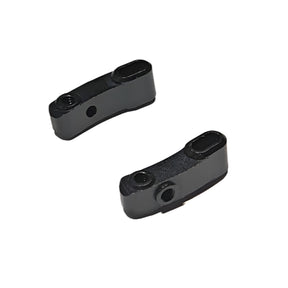 Atomic RC MRZ Aluminum Front Knuckle V2 in black for MRX and MRZ RC cars, showcasing durable metal construction and precise fit.
