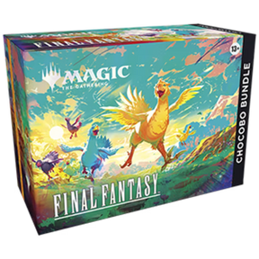 Magic: The Gathering Final Fantasy Chocobo Bundle featuring colorful Chocobo cards and game accessories by Wizards of the Coast.