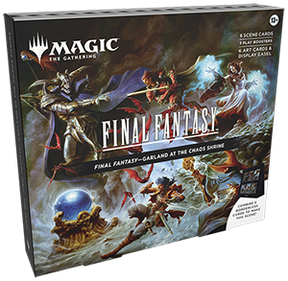 Magic: The Gathering Final Fantasy Holiday Scene Box featuring fantasy characters and festive holiday design by Wizards of the Coast.