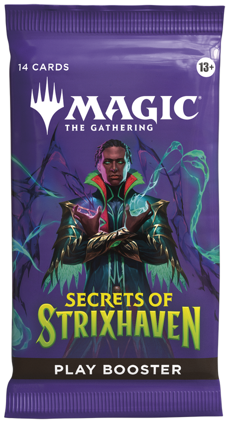 MTG Secrets of Strixhaven Play Booster Pack by Wizards of the Coast featuring colorful Magic: The Gathering booster pack design