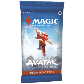Avatar The Last Airbender Play Booster Pack by Wizards of the Coast, featuring colorful trading cards and themed artwork.