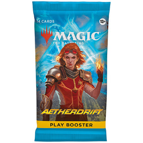 Magic: The Gathering Aetherdrift booster pack by Wizards of the Coast, featuring colorful artwork and booster pack design.