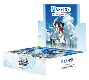 Makeine Too Many Losing Heroines! Booster Box for Weiss Schwarz by BushiRoad showing colorful booster pack artwork.