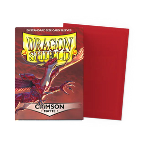 Matte crimson Dragon Shield standard card sleeves, protective card supplies for collectible and gaming cards.