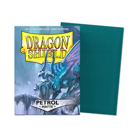 Dragon Shield matte petrol standard card sleeves, durable protective gaming sleeves for card collectors and players.