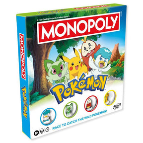 Hasbro Monopoly Pokemon board game with colorful Pokemon-themed game pieces and vibrant game board layout.