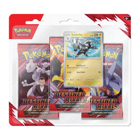 Pokémon TCG Destined Rivals 3-Pack Blister featuring Pokémon cards and booster packs from the Pokémon brand.