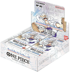 Bandai One Piece TCG Awakening of the New Era Booster Box with collectible trading cards, display of colorful card packaging.