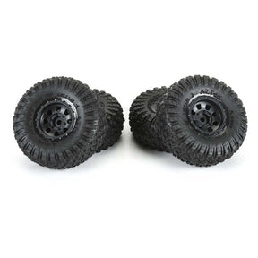 Proline 1/30 Aztek front and rear mounted black Clobber tires for SCX30 radio control truck.