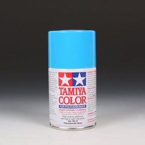 Tamiya PS-3 Light Blue spray paint can, 100ml, with a silver cap and label, ready for model and hobby painting projects.