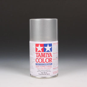Tamiya PS-41 Bright Silver spray paint can, 100ml, with silver-colored spray nozzle and label visible.