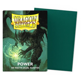 Dragon Shield Power Dual Matte Standard Sleeves for trading cards, featuring a sleek matte finish and durable protection.