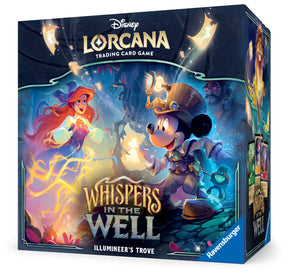 Lorcana TCG Whispers in the Well Illumineer's Trove card featuring artwork of a magical well and glowing mystical elements.
