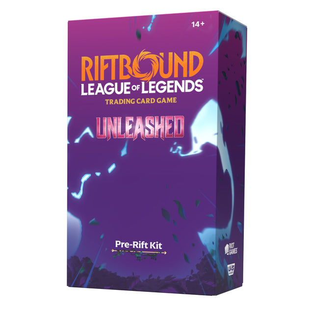 Riftbound: Unleashed pre-Rift event kit by UVS Games, includes game cards and accessories for immersive gameplay.