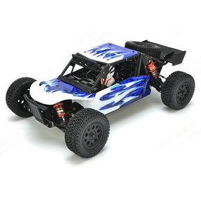 LC Racing EMB-DT 1/14 4WD RC desert truck with brushless motor, rugged off-road tires, and detailed desert truck body.