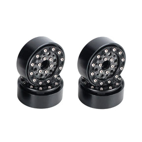 Set of four Redcat 1.3-inch beadlock wheels with black finish and -.75 offset, designed for RC vehicles.