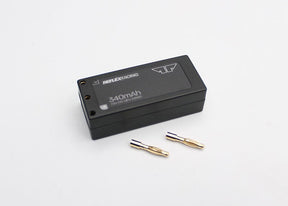 Reflex Racing RRE012 340mAh 7.6V LiHV hardcase RC car lipo battery with protective casing and wiring.