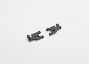 Reflex Racing RX28G2 adjustable upper arms for RC car, showing the black metal components with mounting holes and detailed craftsmanship.