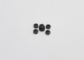 Reflex Racing RX28-056 G2 plastic wheel nut set for RC cars, showing four black wheel nuts on a white background.