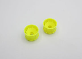 Reflex Racing RX600R0Y yellow speed dish rear wheel for RC car, showing the 0 offset design and vibrant yellow finish.