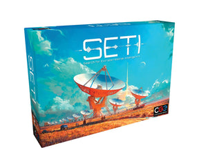SETI: Search for Extraterrestrial Intelligence board game by Czech Games Edition, featuring game components and artwork.