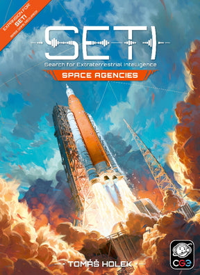 Seti: Space Agencies board game featuring space agency cards and game components by Czech Games Edition.