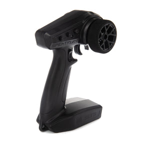 Spektrum SLT3 3-channel 2.4GHz SLT radio transmitter with ergonomic grip and control sticks for RC hobby use.