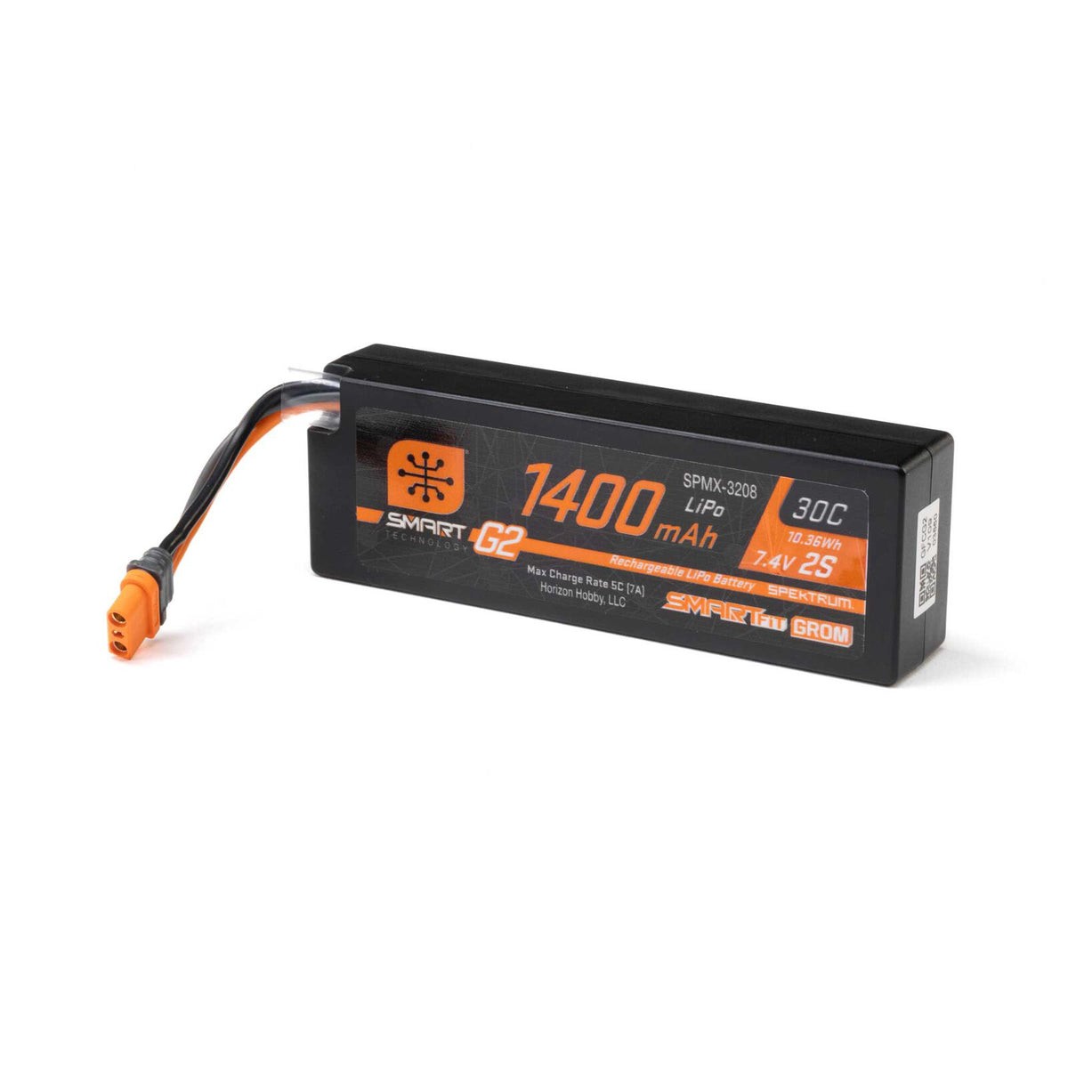 Spektrum: 7.4V 1400mAh 2S 30C Smartfit G2 LiPo Battery: IC2