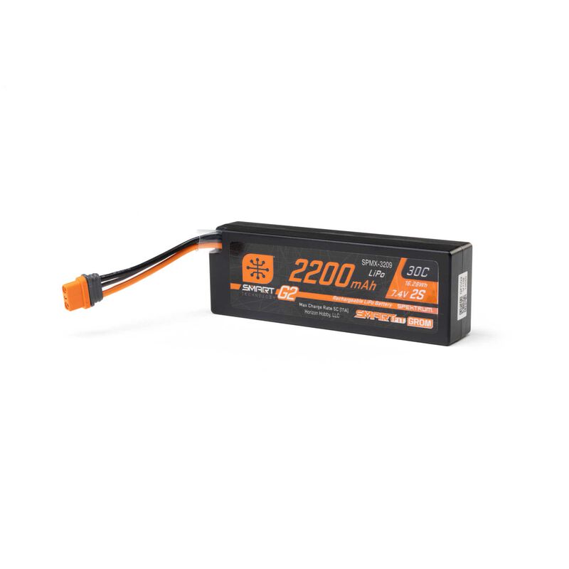 Spektrum: 7.4V 2200mAh 2S 30C Smartfit G2 LiPo Battery: IC2