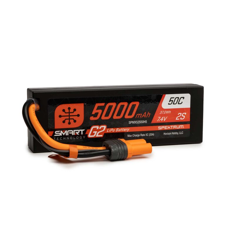 Spektrum: 5000mAh 2S 7.4V Smart G2 LiPo 50C Hard Case (IC5)