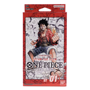 Bandai One Piece TCG Straw Hat Crew Starter Deck with collectible trading cards featuring characters from the series.
