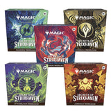 MTG Secrets of Strixhaven Prerelease Box by Wizards of the Coast with colorful game cards and packaging.