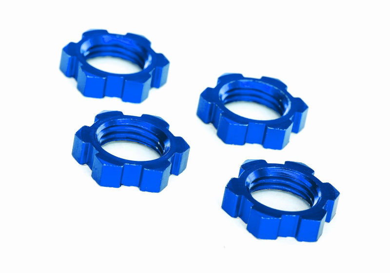 Serrated 17 mm Blue Aluminum Splined Wheel Nut