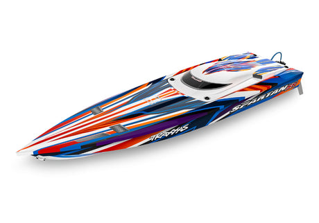Traxxas Spartan SR 36-inch RC boat with VXL 6S motor, featuring sleek design and detailed exterior for high-speed boating.