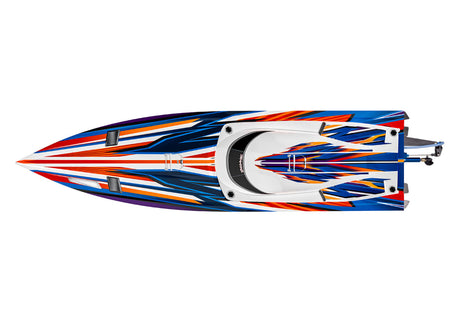 Traxxas Spartan SR 36" boat with VXL 6S motor, top view showing sleek hull and detailed deck design.