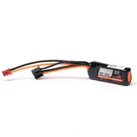Spektrum 160mAh 2S 30C PH2.0 LiPo battery for RC models, showing the compact battery with connectors.