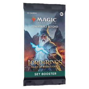 Wizards of the Coast Lord of the Rings Tales of Middle-Earth Set Booster Pack featuring fantasy artwork and game cards.