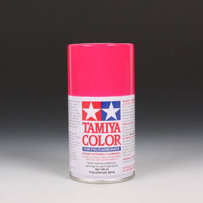 Tamiya PS-33 Cherry Red spray paint in 100ml bottle, featuring the vibrant red color and spray nozzle for model painting.