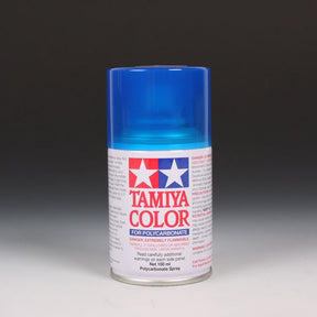 Tamiya PS-39 translucent light blue spray paint can, 100ml, showcasing the aerosol with a blue cap and spray nozzle.