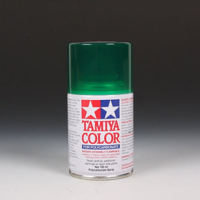 Tamiya PS‑44 Transparent Green spray paint in 100ml container, ideal for model painting and custom hobby projects.