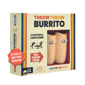 A Toss and Catch game called Throw Throw Burrito by Exploding Kittens, featuring plush burrito-shaped soft projectiles.