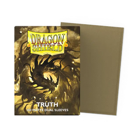 Dragon Shield Truth Dual Matte Standard Sleeves for trading cards, featuring a sleek, matte finish and vibrant artwork design.