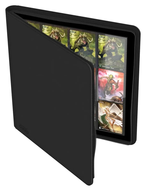 Ultimate Guard 12-Pocket Quadrow Zipfolio Xenoskin card storage wallet with transparent pockets and durable Xenoskin cover.
