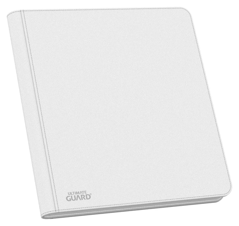 Ultimate Guard 12-Pocket Quadrow Zipfolio Xenoskin card storage wallet with black Xenoskin exterior and clear internal pockets.