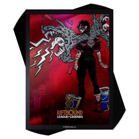 Set of 100 Riftbound: Unleashed sleeves by UVS Games, clear protective trading card sleeves, stacked in a pile.