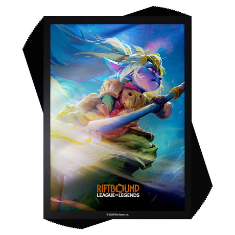 Set of 100 Riftbound: Unleashed sleeves by UVS Games, featuring clear protective card sleeves for trading card game cards.