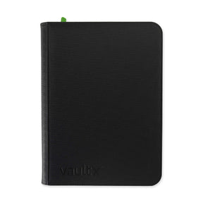 Vault X Exo-Tech 9-pocket zip binder in black with durable exterior and organized interior pockets for storing cards and documents.