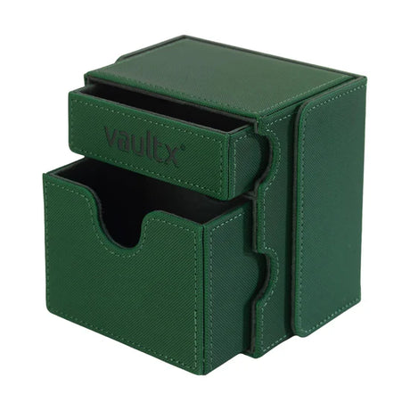 Vault X Exo-Tec Game Box 100+ in green, durable storage case for game cartridges with secure latch and compact design.