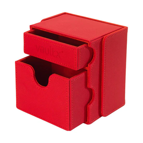 Vault X Exo-Tec Game Box 100+ in red, sturdy storage case for game cartridges and accessories, with secure lid and ergonomic design.